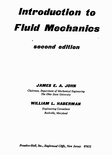 The title page of Introduction to Fluid Mechanics by John and Haberman.